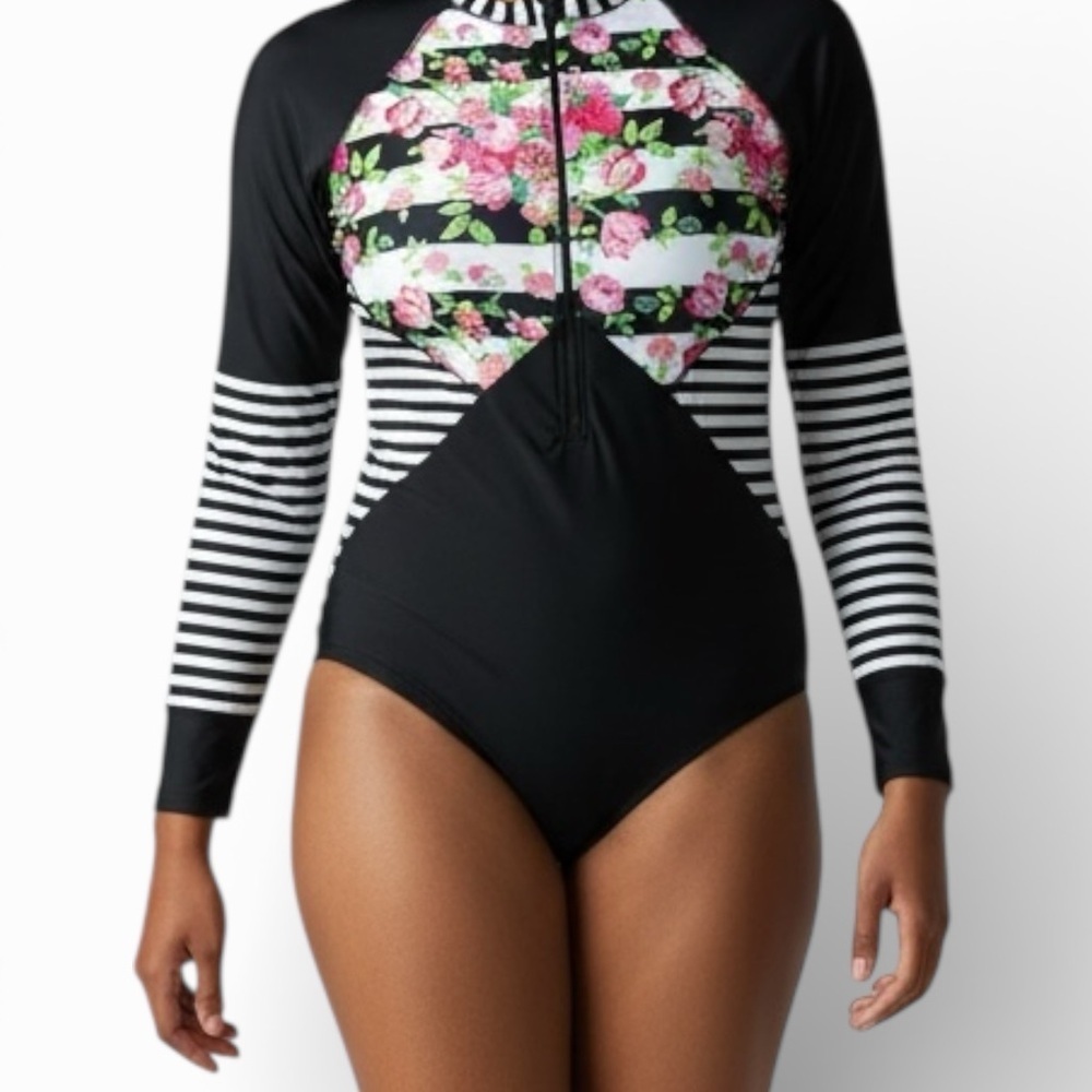 Floral Stripe Long Sleeve Dance/Gymnastic Costume
